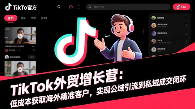 TikTok外贸增长营：低成本获取海外精准客户，实现公域引流到私域成交闭环-红豆科技-抖佳互动