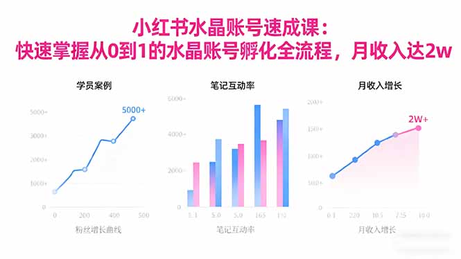 2025小红书水晶账号速成课:快速掌握从0-1水晶账号孵化全流程,月收入达2w-红豆科技-抖佳互动