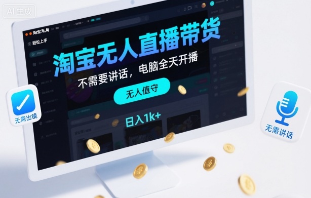 淘宝无人直播带货,不需要出镜,不需要讲话,电脑全天开播,轻松上手,日入1k+【揭秘】-红豆科技-抖佳互动