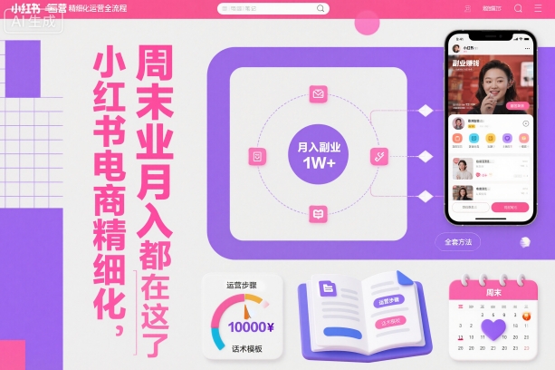 小红书电商精细化运营全流程,周末副业月入1W+,全套方法都在这了-红豆科技-抖佳互动