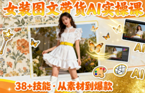女装图文带货的AI实操课，覆盖38个实用技能，快速提升素材制作效率-红豆科技-抖佳互动