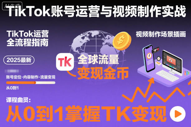 2025最新TikTok账号运营与视频制作实战全流程,从0到1掌握TK变现(含11月最新TK搬运技术)-红豆科技-抖佳互动