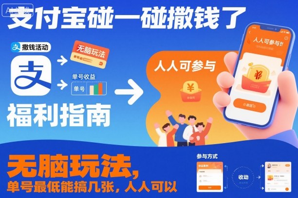 支付宝碰一碰撒钱了,无脑玩法,单号最低能搞几张,人人可以撸【揭秘】-红豆科技-抖佳互动