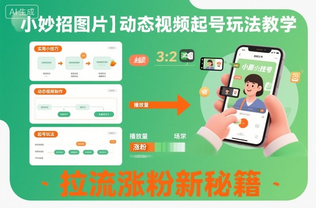 小妙招图片＋动态视频起号玩法教学，拉流涨粉新秘籍-红豆科技-抖佳互动