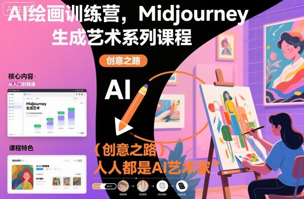 AI绘画训练营,Midjourney生成艺术系列课程,人人都是AI艺术家-红豆科技-抖佳互动