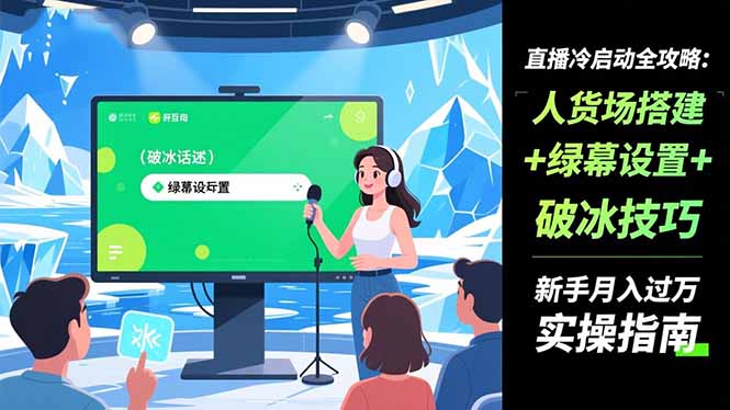 直播冷启动全攻略:人货场搭建+绿幕设置+破冰技巧，新手月入过万实操指南-红豆科技-抖佳互动