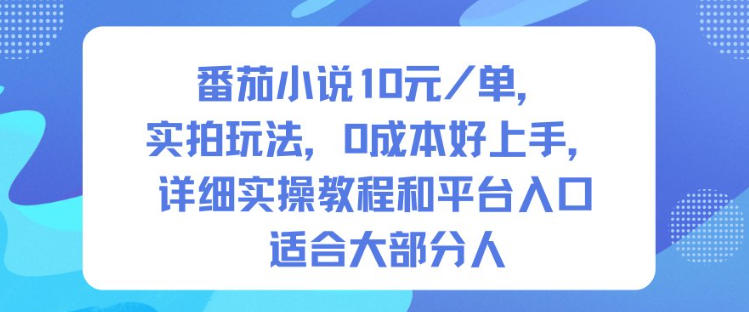 番茄小说10米每单，实拍玩法，0成本好上手，详细实操教程和平台入口适合大部分人-红豆科技-抖佳互动