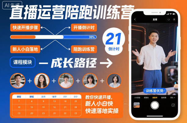 直播运营陪跑训练营，教你快速开播，新人小白快速落地实操-红豆科技-抖佳互动