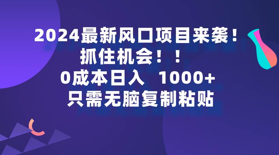 2024最新风口项目来袭，抓住机会，0成本一部手机日入1000+，只需无脑复…-红豆科技-抖佳互动