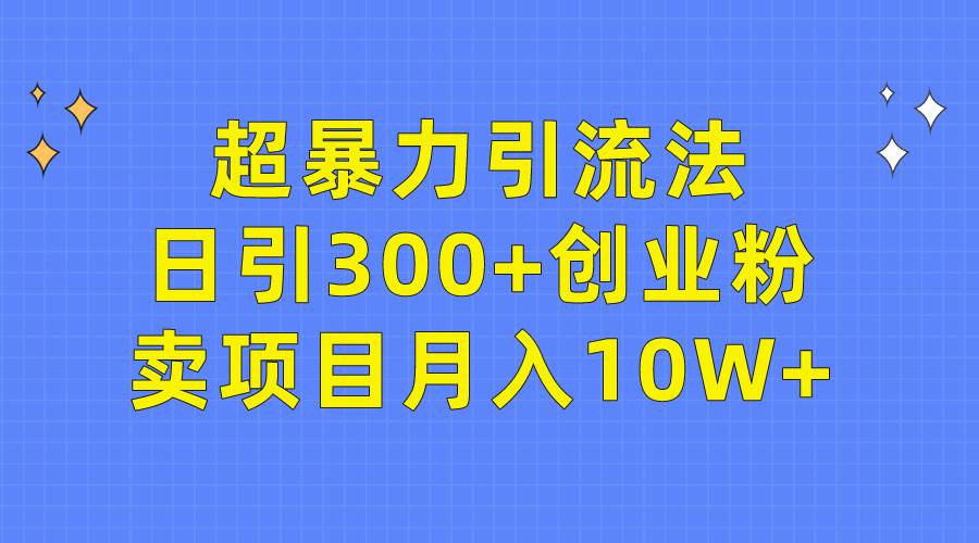 超暴力引流法，日引300+创业粉，卖项目月入10W+-红豆科技-抖佳互动