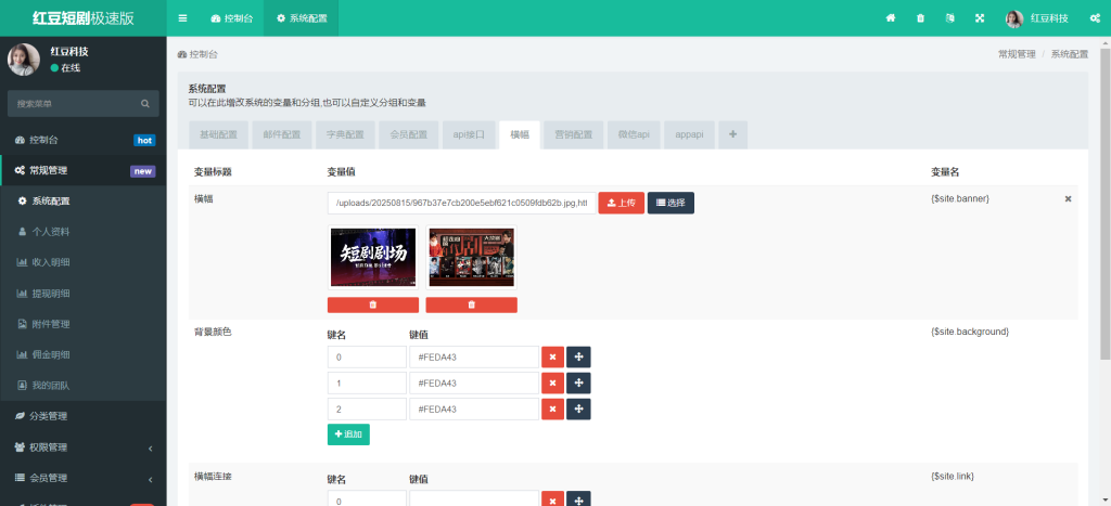 图片[2]-红豆短剧极速版系统 管理后台展示-红豆科技-抖佳互动