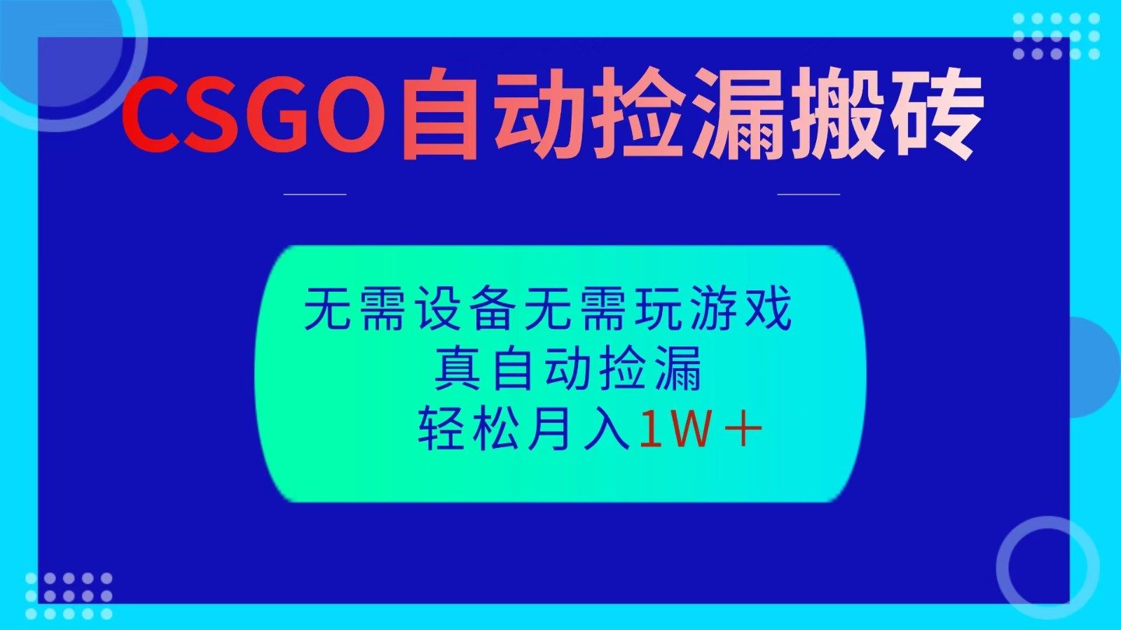 CSGO自动捡漏搬砖，当天操作当天见结果，无需了解游戏，包教包会包落地-红豆科技-抖佳互动