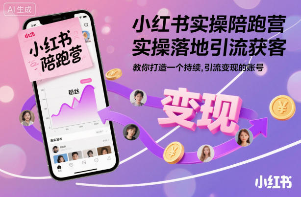 小红书实操陪跑营，实操落地引流获客，教你打造一个持续引流变现的账号-红豆科技-抖佳互动