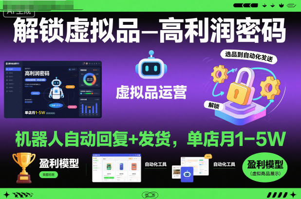 解锁虚拟品高利润密码:机器人自动回复+发货,单店月1-5W【揭秘】-红豆科技-抖佳互动