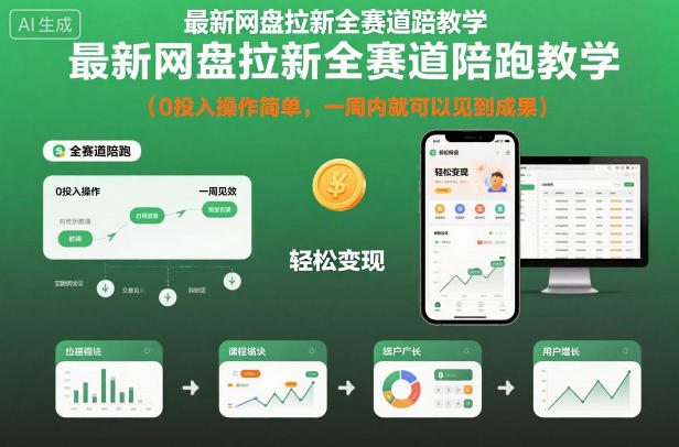 最新网盘拉新全赛道陪跑教学,0投入操作简单,一周内就可以见到成果-红豆科技-抖佳互动