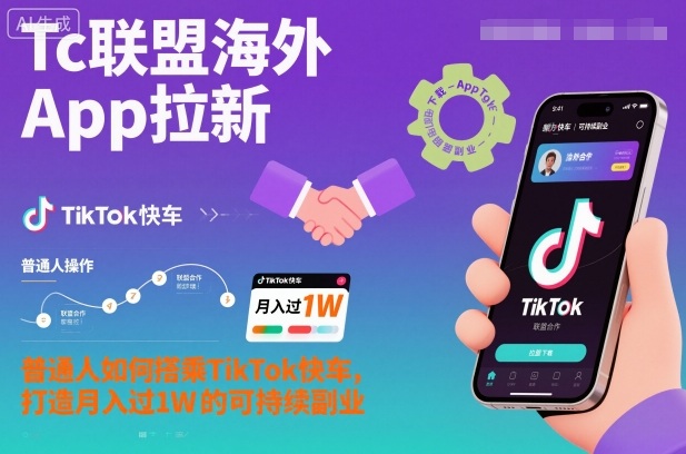 Tc联盟海外App拉新：普通人如何搭乘TikTok快车，打造月入过1W的可持续副业-红豆科技-抖佳互动