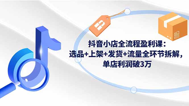 抖音小店全流程盈利课:选品+上架+发货+流量全环节拆解,单店利润破3万-红豆科技-抖佳互动