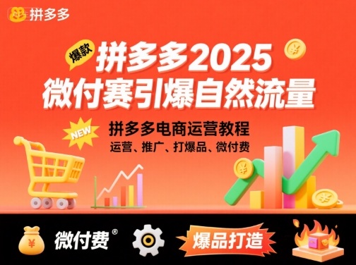 拼多多2025微付费引爆自然流量,拼多多电商运营教程,运营、推广、打爆品、微付费(更新)-红豆科技-抖佳互动